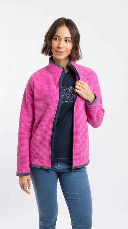 Ariana Full Zip Grid Fleece Gerbera