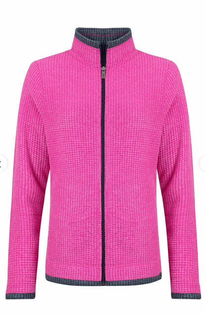 Ariana Full Zip Grid Fleece Gerbera