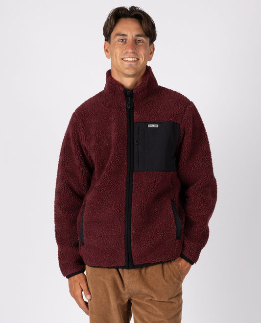 Wye Nep Mens Zip Fleece in Red