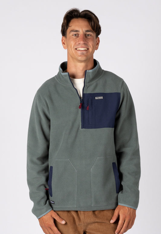 Leo Mens 1/4 Neck Fleece in Green
