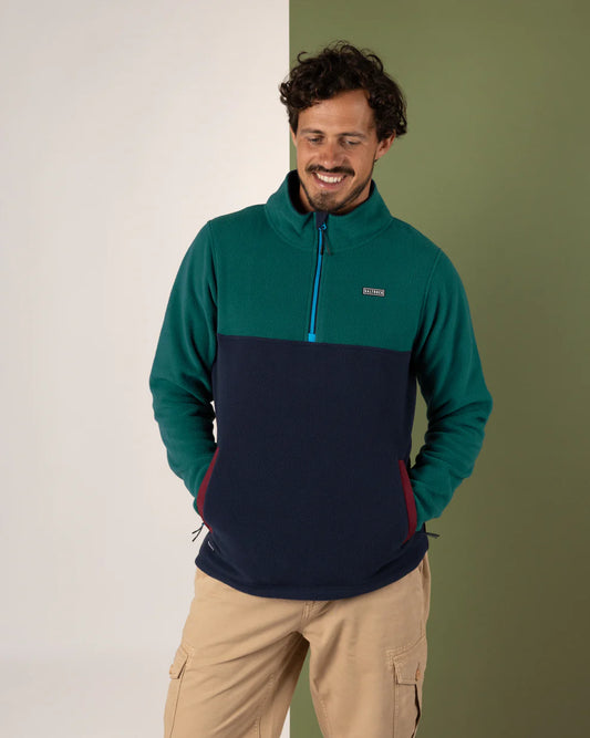 Theo Block - Mens Fleece - 1/4 Neck - Green/Blue