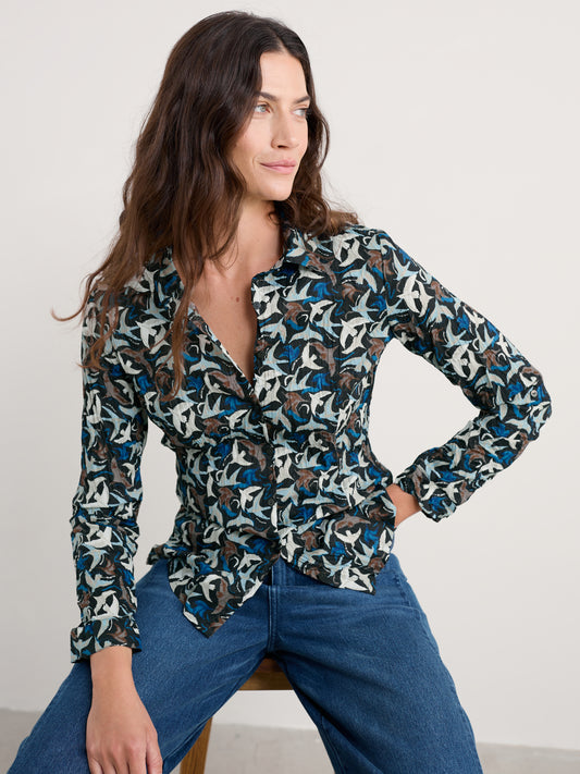 Larissa Shirt Swooping Birds Onyx