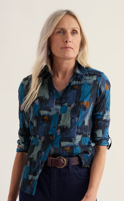 Larissa Shirt-Paint Texture Maritime