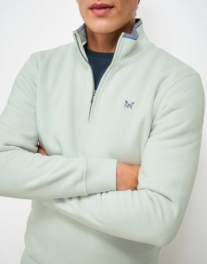 Classic Cotton-Mix Half-Zip Sweatshirt in Pale Blue