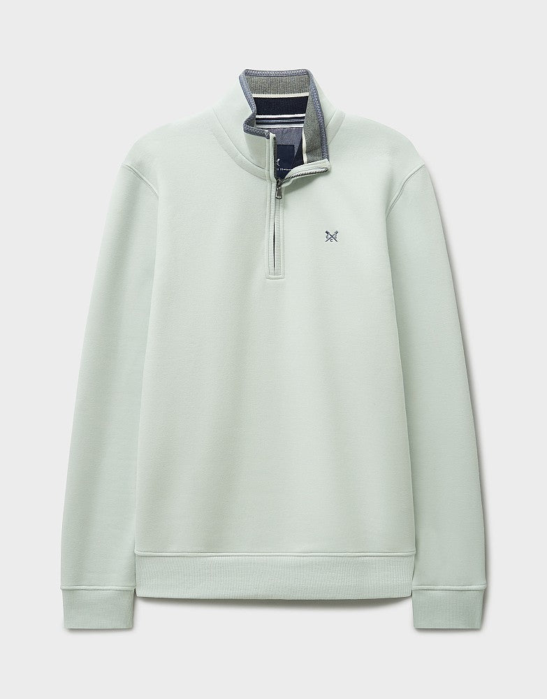 Classic Cotton-Mix Half-Zip Sweatshirt in Pale Blue