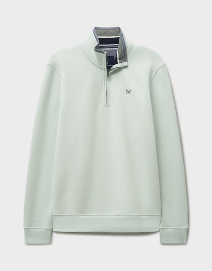 Classic Cotton-Mix Half-Zip Sweatshirt in Pale Blue