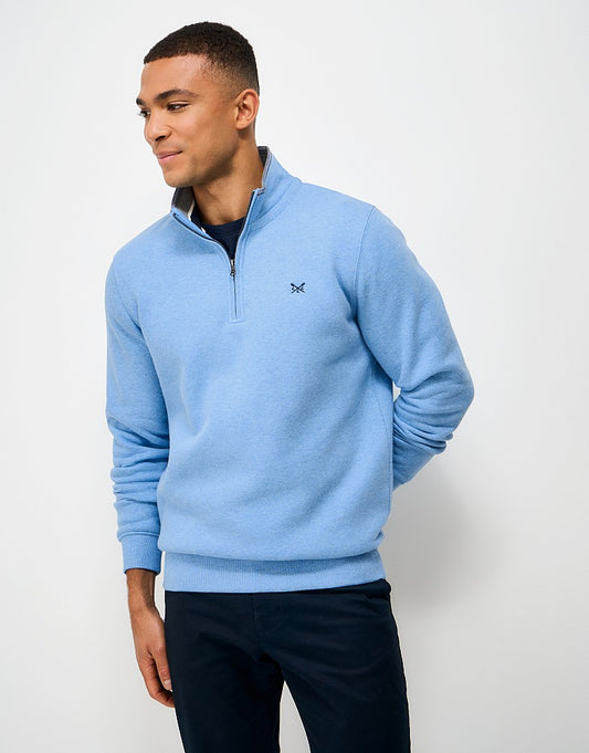Classic Cotton-Mix Half-Zip Sweatshirt in Light Blue