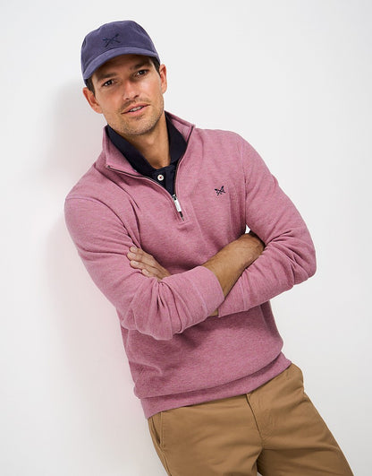 French Rib Half Zip in Pink