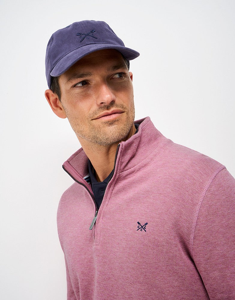 French Rib Half Zip in Pink