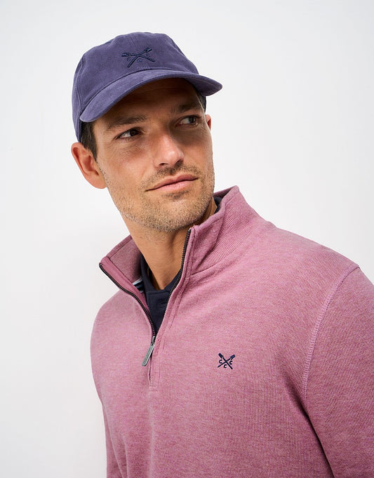French Rib Half Zip in Pink