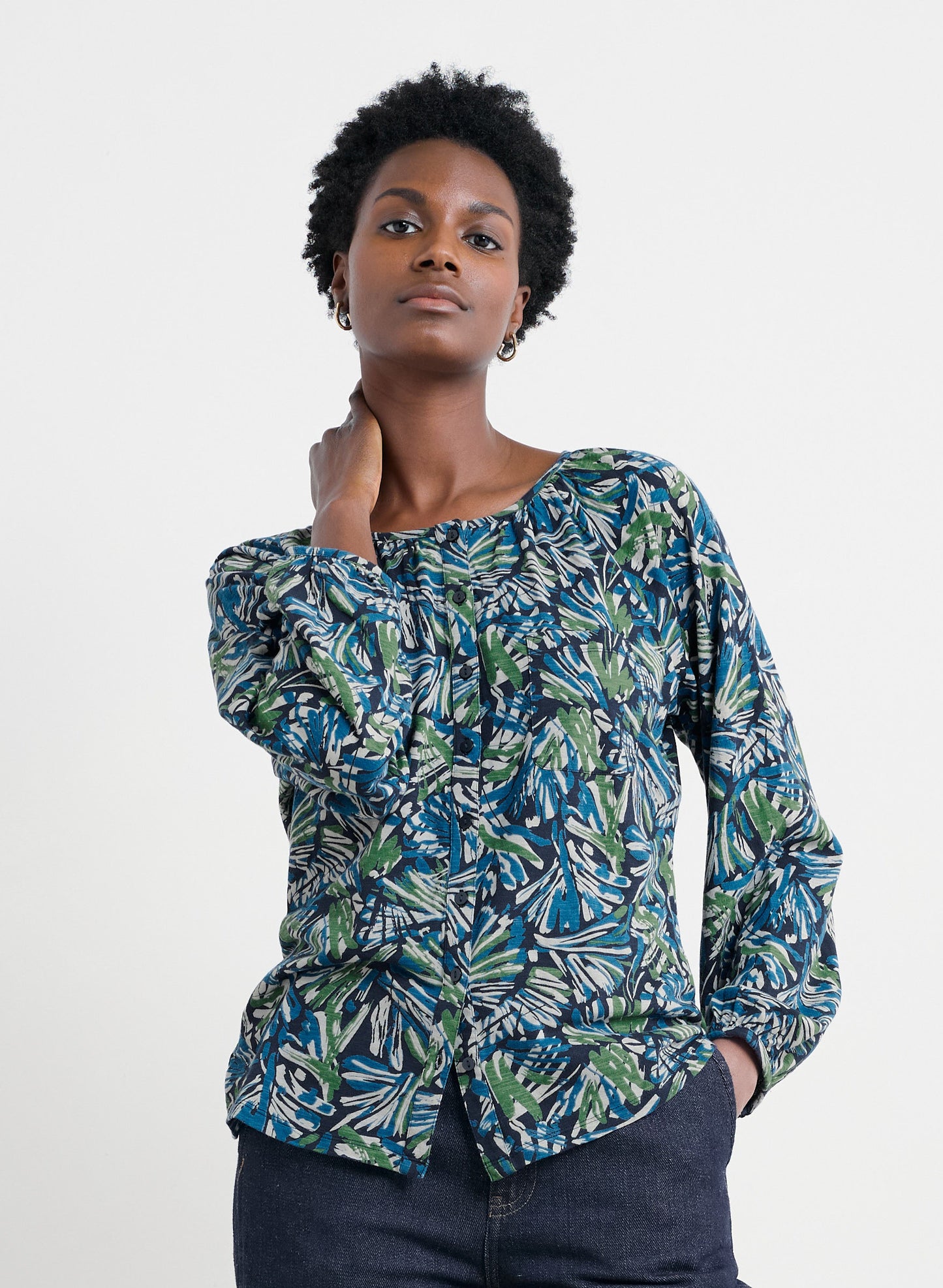 Mallow Button Through Jersey Top Artist Marks Maritime