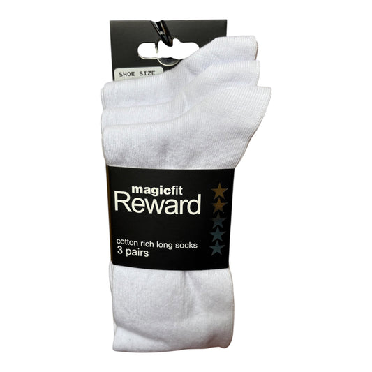 3PK WHITE KNEE SOCK