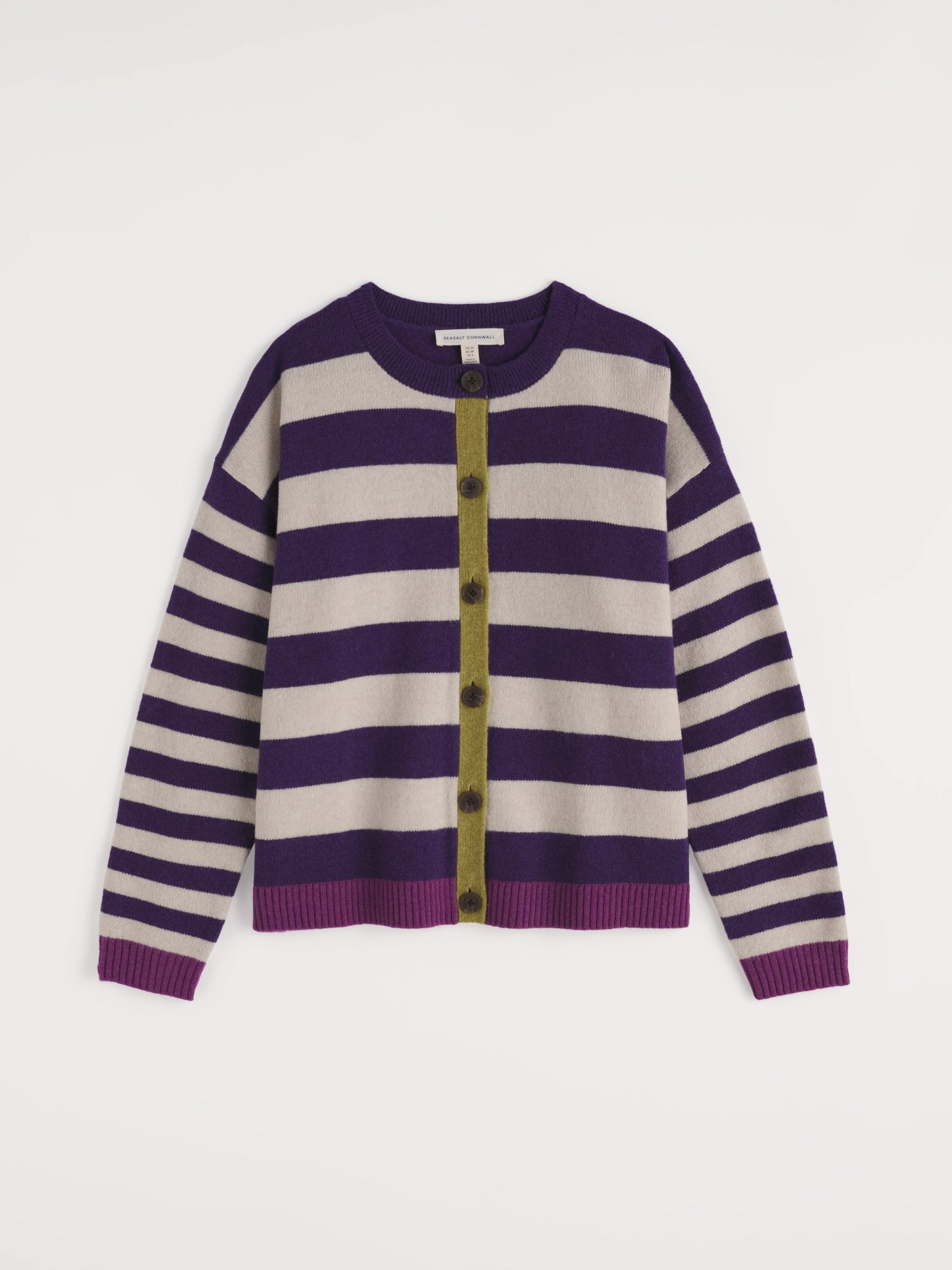 Pinwell Striped Cardigan Bright Shape Dark Violet Mix