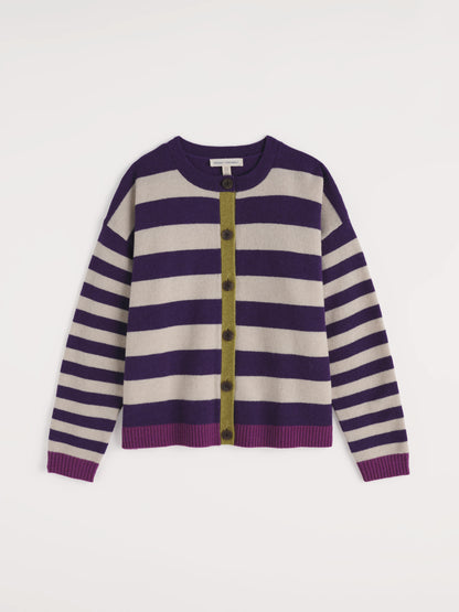 Pinwell Striped Cardigan Bright Shape Dark Violet Mix