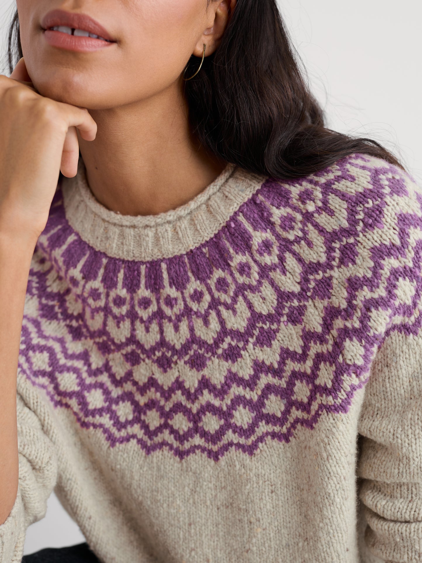 Port Kinnis Fair Isle Jumper Wag Tail Aran Spring Heather