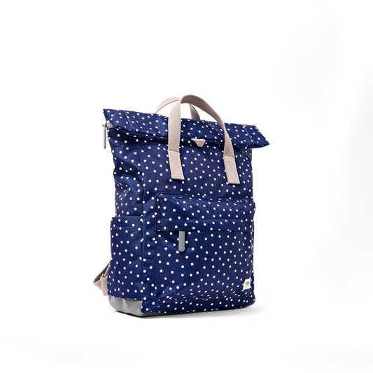 Canfield Roll Top Backpack in Navy Polka Dot MEDIUM
