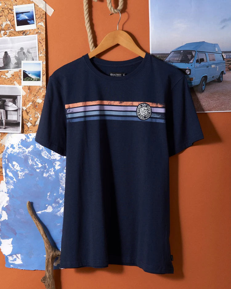 Spray Stripe - Mens Short Sleeve T-Shirt - Blue