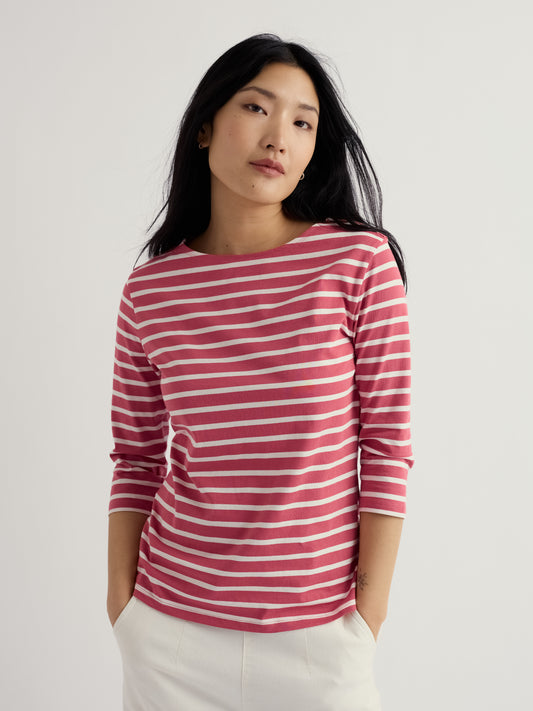 Sailor 3/4 Sleeve Top Breton Echinacea