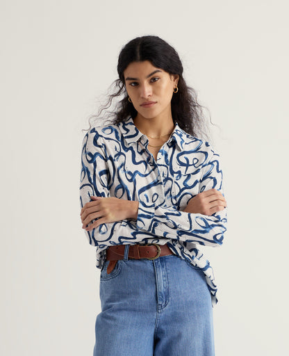 TEASAL HEAD SHIRT INK STROKES CHALK