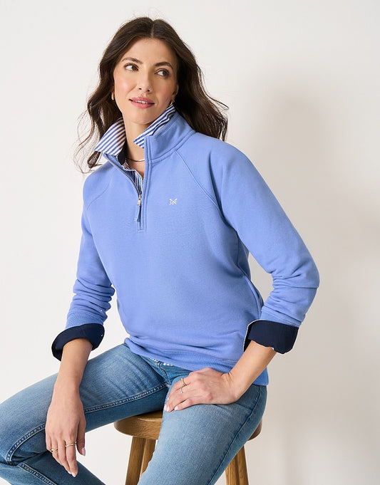 Half Zip Sweat in Cornflower Blue