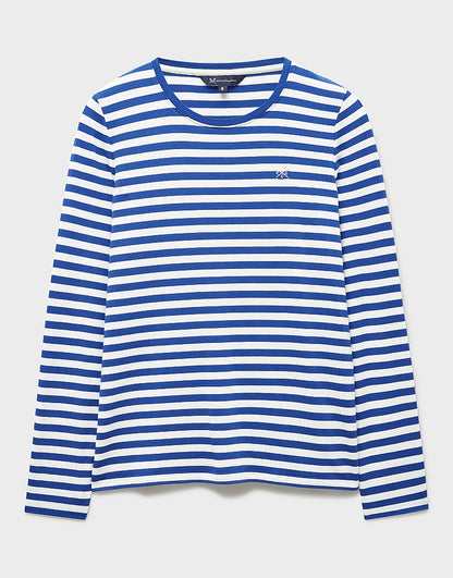 Super Soft Stripe Crew Neck Top in Sky Blue