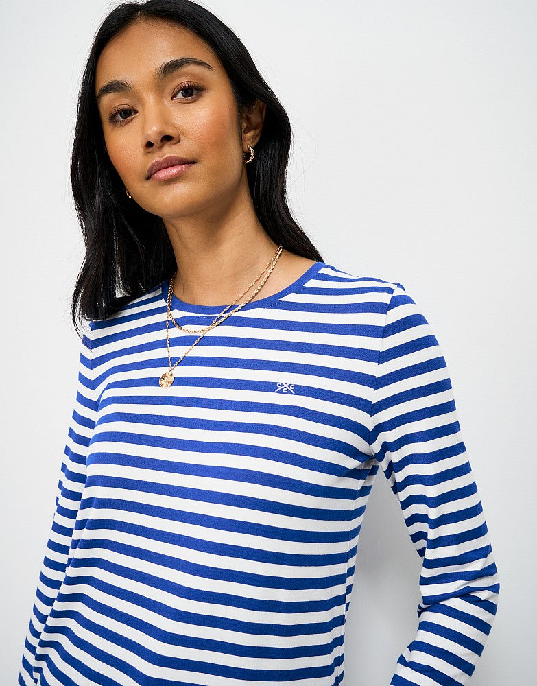 Super Soft Stripe Crew Neck Top in Sky Blue