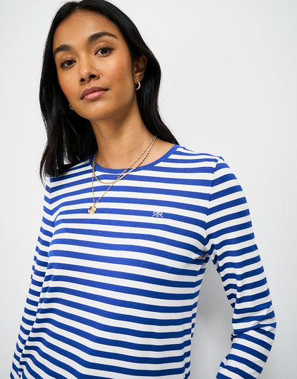 Super Soft Stripe Crew Neck Top in Sky Blue