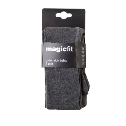 CHARCOAL GREY COTTON  TIGHTS 2PK