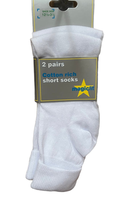 TURN OVER TOP ANKLE SOCK (2PP) WHITE