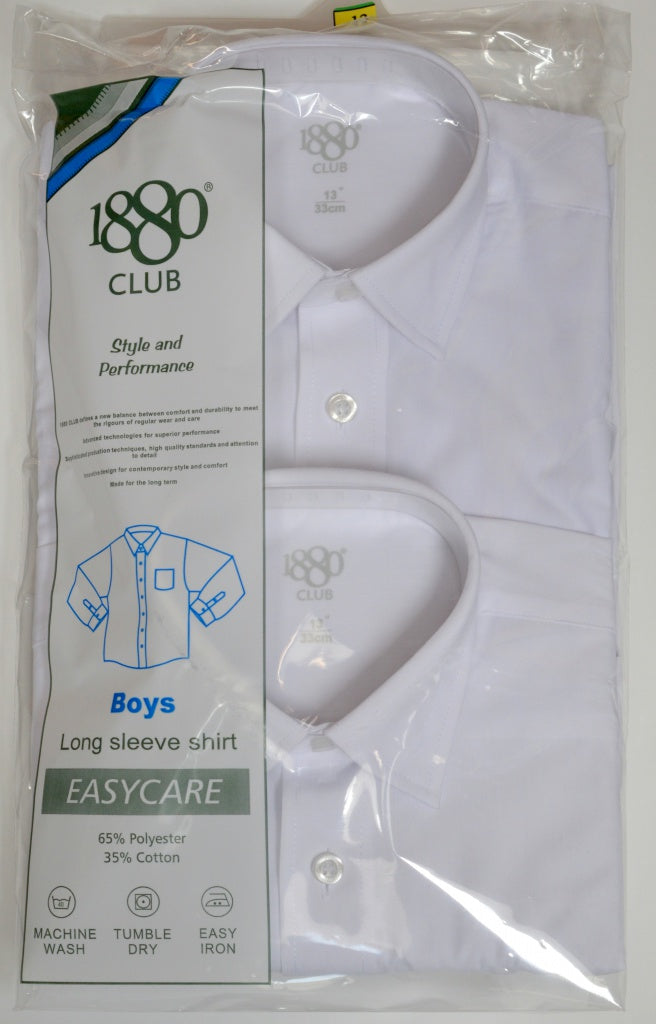 1880 Club  Long Sleeve White Shirt Regular Fit (TWIN PACK)