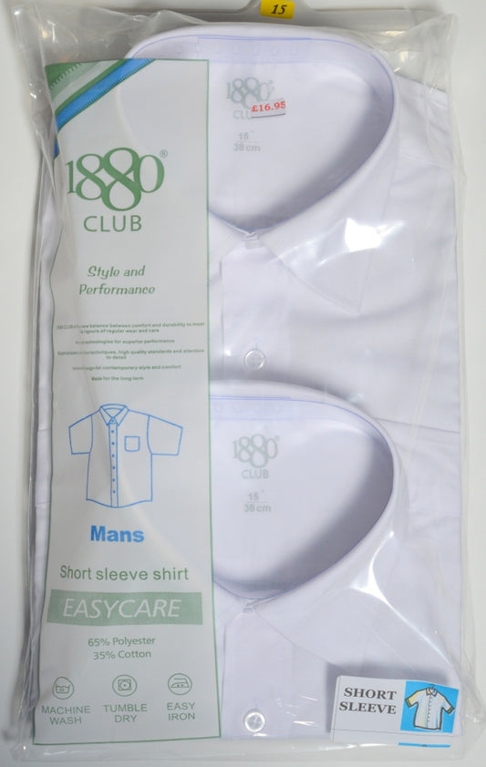 1880 Club White  Short Sleeve Slim Fit Shirt ( TWIN PACK)