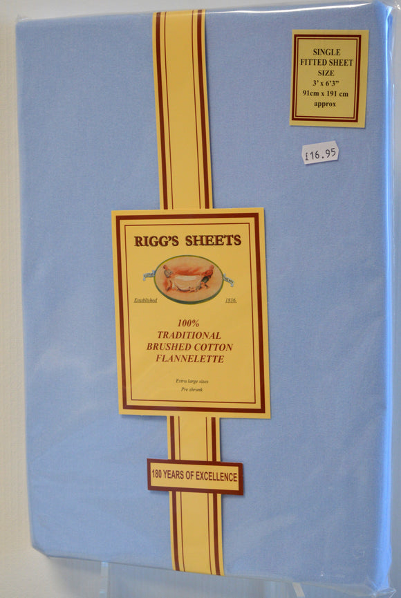 Blue Sheets/Pillow Cases Rigg's Flannelette Sheets
