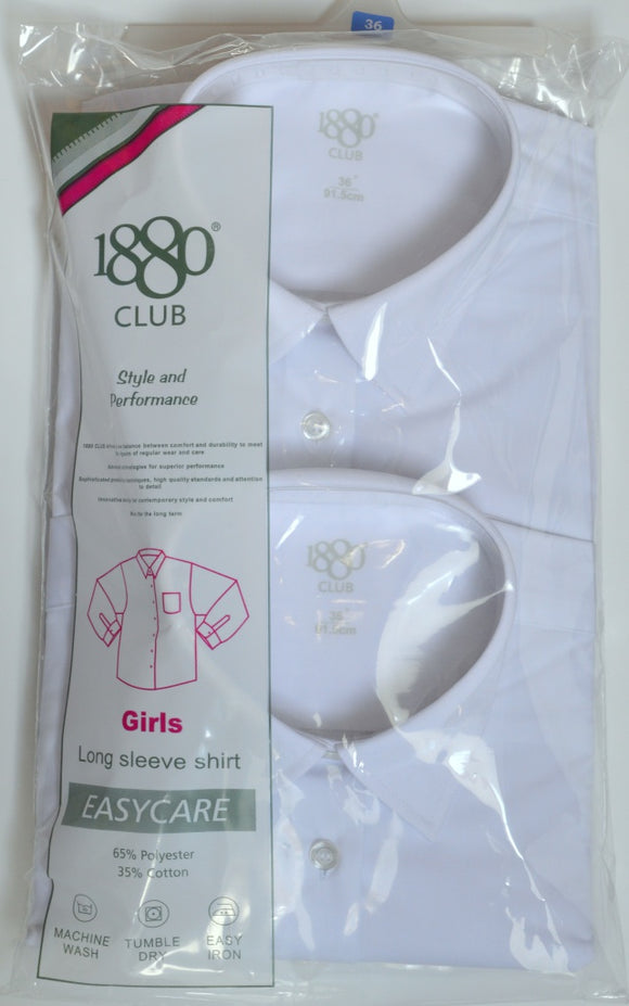 1880 Club L/S White  Regular Fit Blouse (Twin Pack)